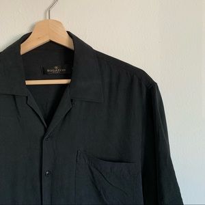 Black Bugatchi Vomo Silk Shirt Medium